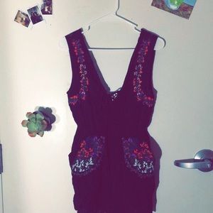 Vintage Embroidered Romper with Tassles